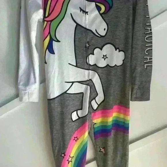 JUSTICE Girls Unicorn One Piece  Pajamas Union Suit Halloween Costume size 12 - Picture 4 of 4